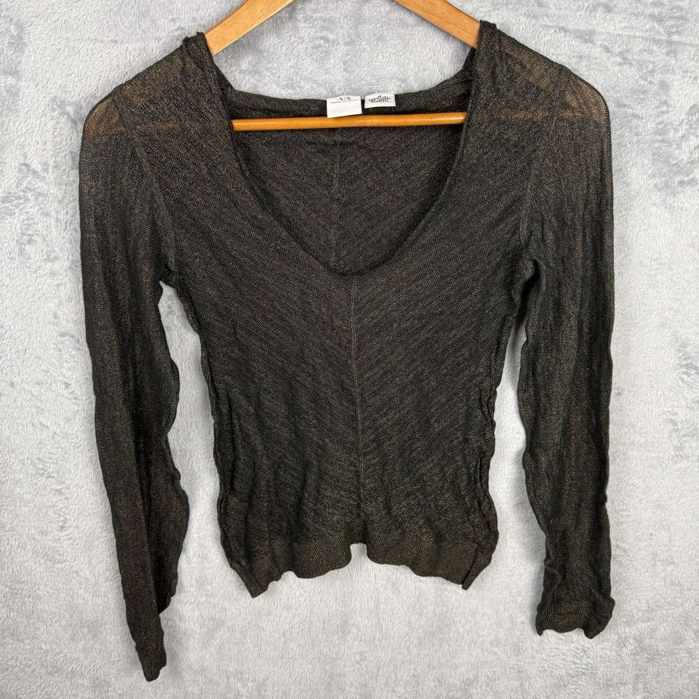 Armani Exchange Women's Hoodie Sheer Brown M Fairy Grunge Emo Witchy Designer